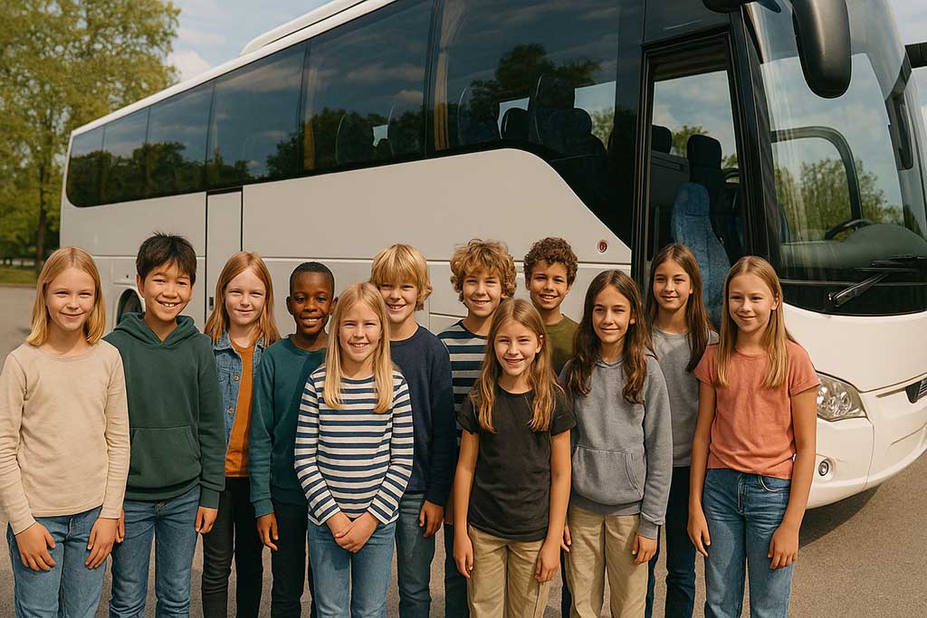 Femteklass från Uppsala som åker chartrad buss till Astrid Lindgrens Värld