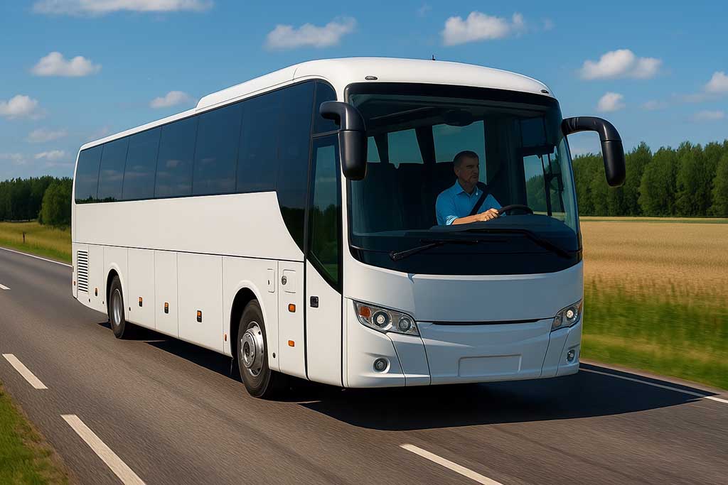 Buss på väg mot High Chaparall