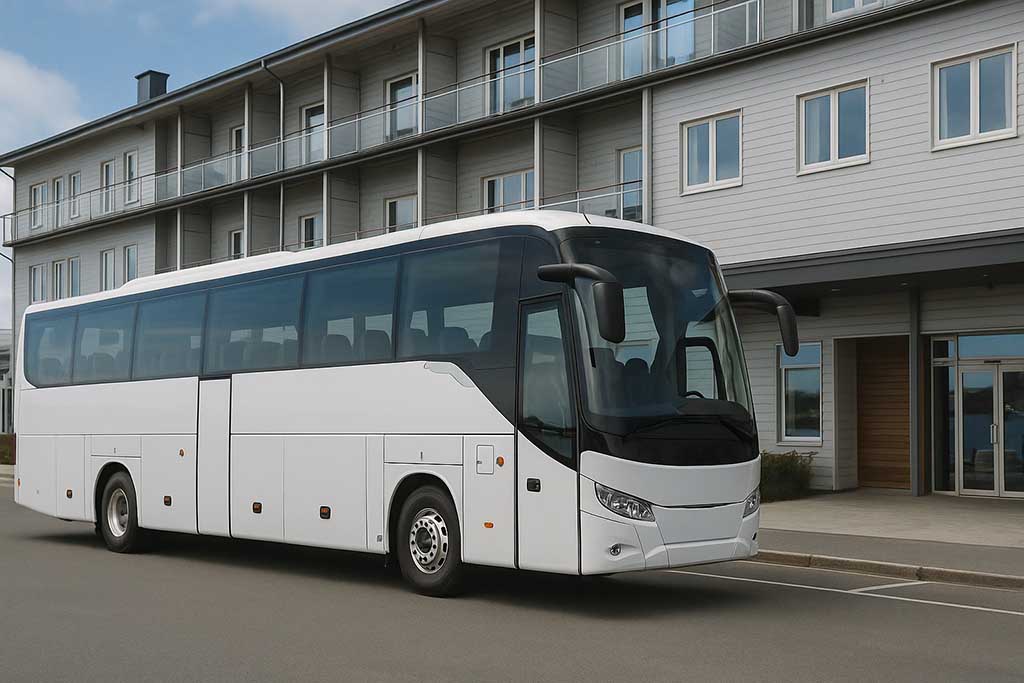 Turistbuss parkerad vid Marstrands Havshotell