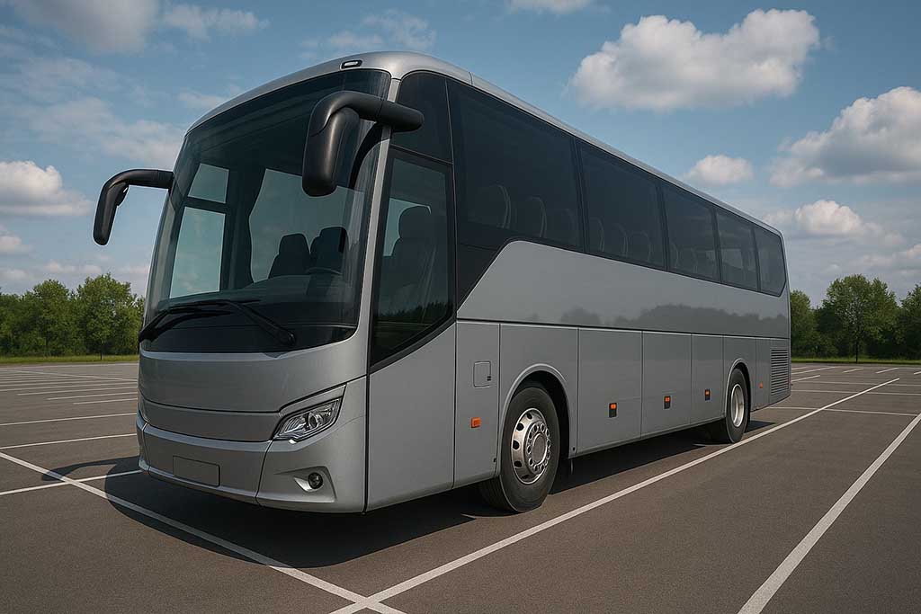 Parkerad buss vid Ekehagens Forntidsby