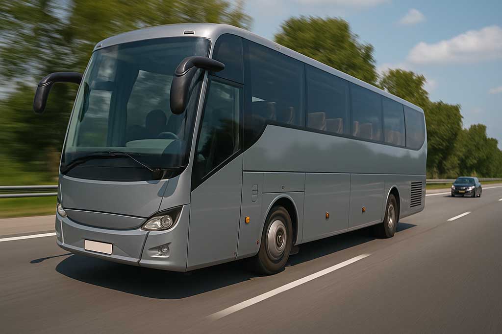 Buss på väg till Ekehagens Forntidsby