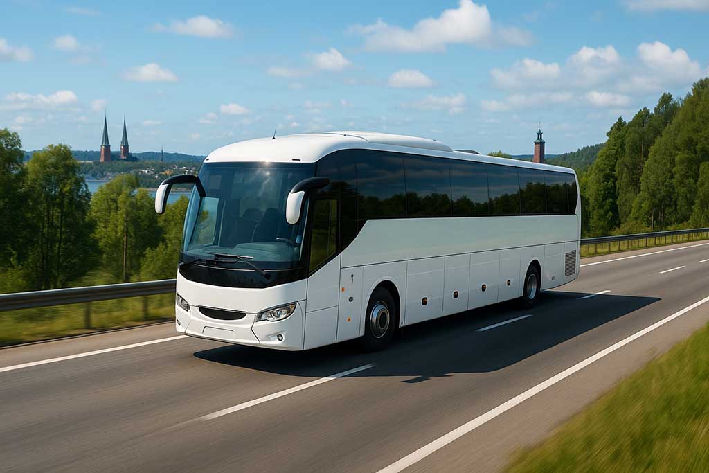 Turistbuss som kör sträckan Stockholm-Värmdö